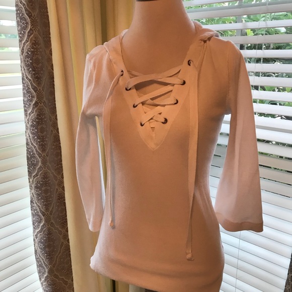 CAbi Tops - CAbi thermal lace up hoodie